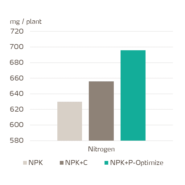 yaraamplix procote optimize effect on nitrogen accumulation